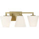 Palmyra 3 Light 24 inch Brushed Gold Vanity Light Wall Light